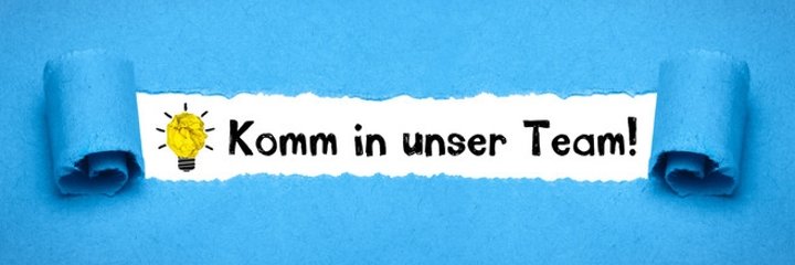 Symbolbild Stellenausschreibung; Aufschrift Komm in unser Team